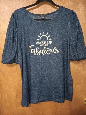 BY Design Navy Short Sleeve Tee - "Wake Up and Be Fabulous"